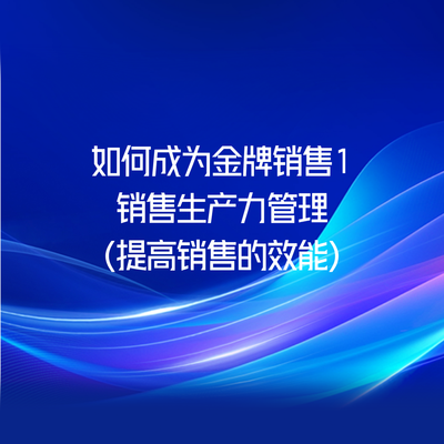 如何成为金牌销售1：销售生产力管理（提高销售的效能）